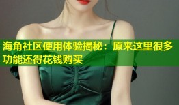 海角社区使用体验揭秘：原来这里很多功能还得花钱购买